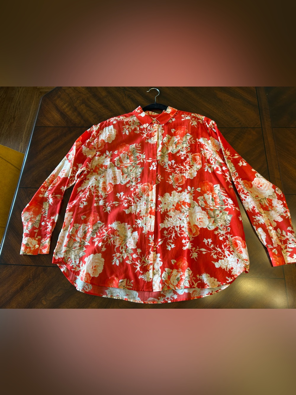 Sézane Max Floral Red Button-Up Women's Top